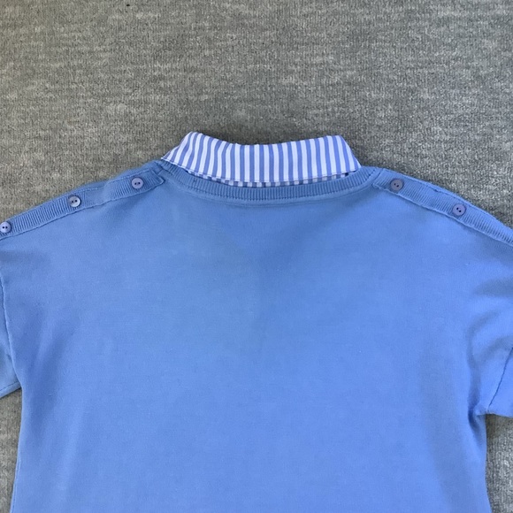 Leo & Ugo NWT Lt. Blue Built-in Shirt Knit Sweater Sz. L - Picture 4 of 9